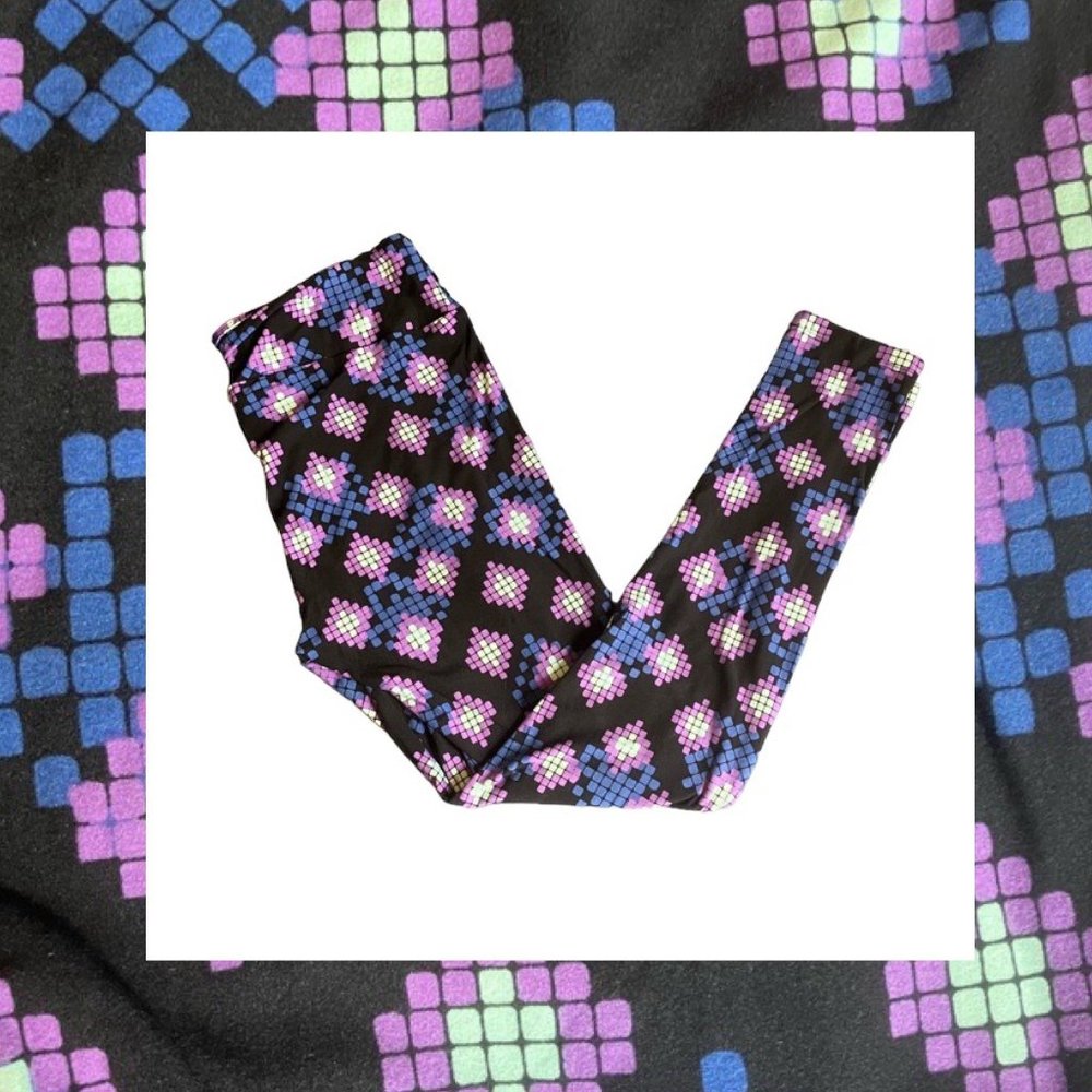 LuLaRoe TC Leggings Tall & Curvy New Purple Mosaic Dots Black Blue Mint Green So
